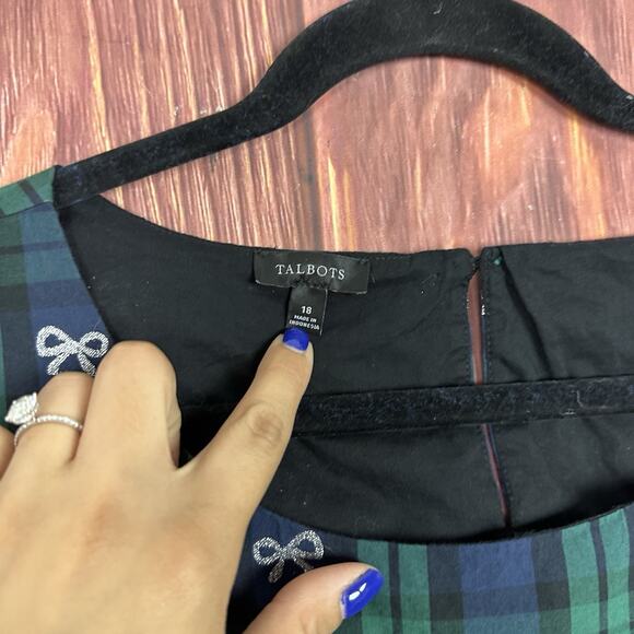 Talbots Metallic Bow Plaid Tank Top Side Zip Tartan Plaid Womens Plus Size 18 - Picture 3 of 6